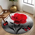 thumbnail image 2 of Round Area Rug 5 Ft, Valentine's Day Washable Non-Slip Circle Carpet for Living Room/Bedroom, Red Rose Floral Watercolor Butterfly Flowers Low-Profile Runner Mats Collection Rugs for Indoor, 2 of 8