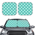 thumbnail image 6 of Lsque Teal Turquoise And White Polka Dot 2 PCS Windshield Sun Shade | CarFoldable Window Covers | Car Accessories Reflect UV for Universal Cars SUV Truck | Medium, 6 of 7