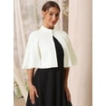 thumbnail image 2 of DARING DIVA Women's Formal Shrug Crewneck Split Short Sleeve Cape Blazer S White, 2 of 6