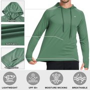 Muvtei Mens UPF 50+ Long Sleeve Sunscreen Hoodie UV Sun Protection Hoodie with Thumbholes for Workout Fishing Hiking Sports Long Sleeve Hoodie Olive Green L