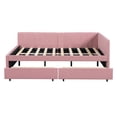 thumbnail image 3 of Bellemave Full Size Daybed with Storage, Linen Upholstered Daybed Platform Bed with 2 Drawers, Sofa Bed Full Size for Bedroom Guest Room Living Room(Pink), 3 of 7