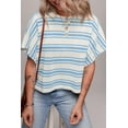 thumbnail image 3 of Women's Sky Blue Stripe Boxy Fit Wide Sleeve Sweater T-Shirt | [ZhiHiMeRi] | (US 12-14)L, 3 of 5