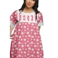 thumbnail image 5 of Moomaya Printed Short Sleeve Maxi Nightdress Button Down Cotton Sleepwear Gown, 5 of 6