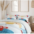 thumbnail image 6 of Ambesonne Christmas Duvet Cover Sets, Happy Santa with Gift, 2-Queen, Sky Blue and Vermilion, 6 of 7