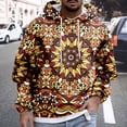 thumbnail image 2 of Valora Men Sweatshirt Men's Hoodies Sweatshirts Warm Pullover with Long Sleeve African Wind Print Design for Everyday Comfort Gold L, 2 of 4