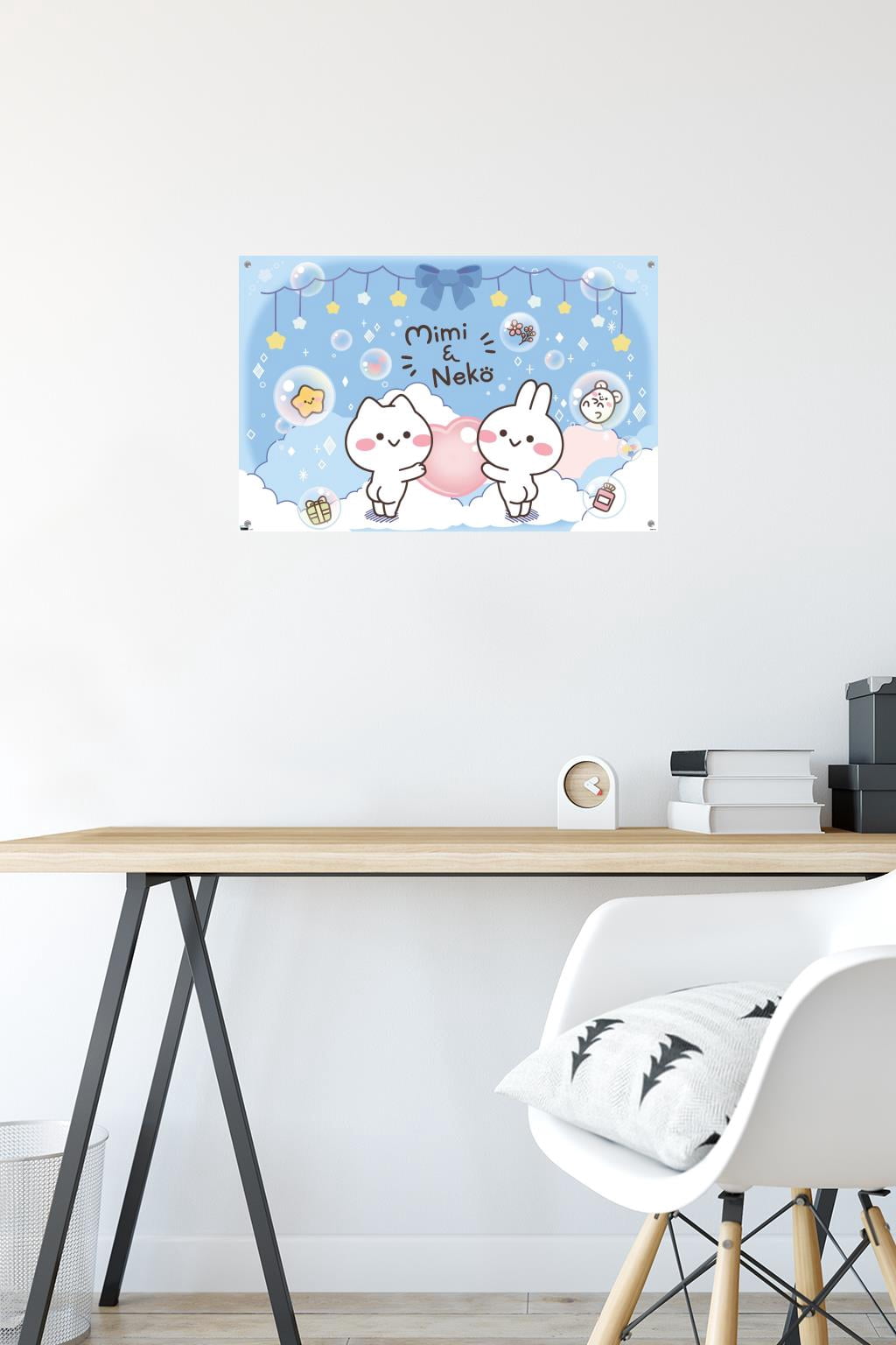 Mimi & Neko - Clouds Wall Poster with Push Pins, 14.725" x 22.375"