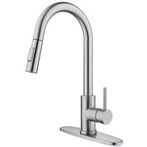 Brushed Nickel Kitchen Faucet, Single Handle, 2 Water Mode 360 Degree Swivel Pre-Rinse Pull Out Kitchen Sink Faucet with Deck Plate
