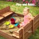 thumbnail image 2 of Sandbox Play22 de madera grande para niños con tapa, bancos y forro, 2 of 8