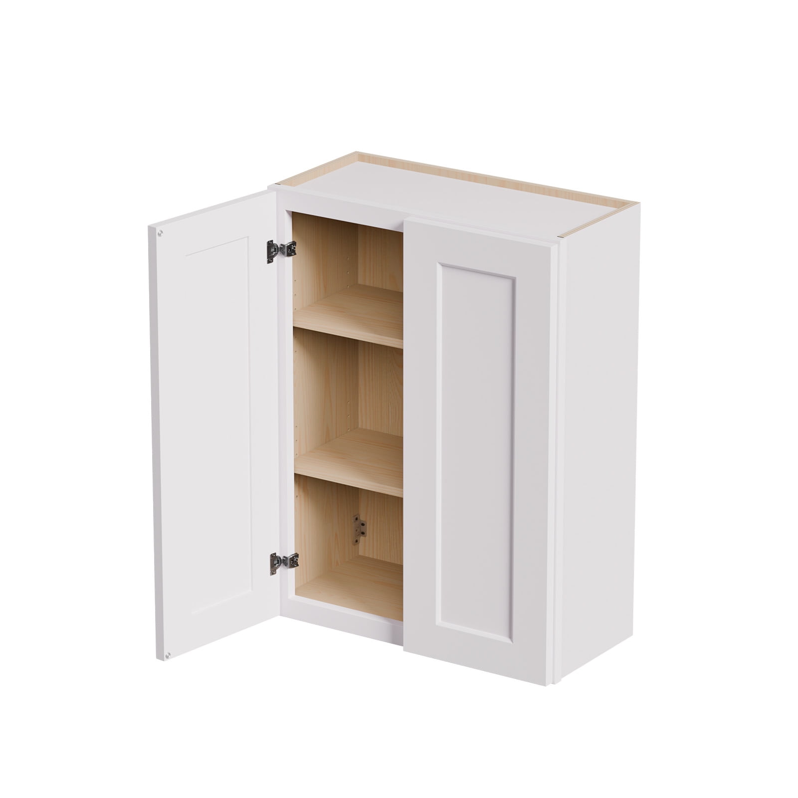 White shaker Solid Wood Double Doors Wall Cabinet 2 Doors and 2 Shelves for Kitchen Storage, Bathroom Storage, Laundry,Adjustable Shelves Ready to Assemble(27"W×12"D×36"H)