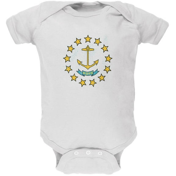 Born and Raised Rhode Island State Flag Soft Baby One Piece White 3-6 M