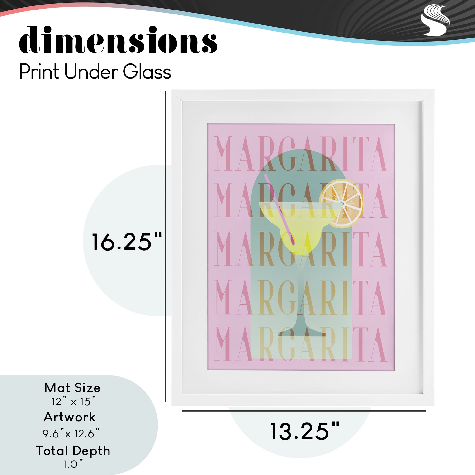 Retro Pastel Margarita White Framed Print Under Glass, design by Lil' Rue