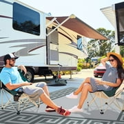 Auto Drive 9 x 12 Reversible Grey Greek Key RV Outdoor Patio Mat, Perfect for RV Patios and Garden Patios, Polypropylene