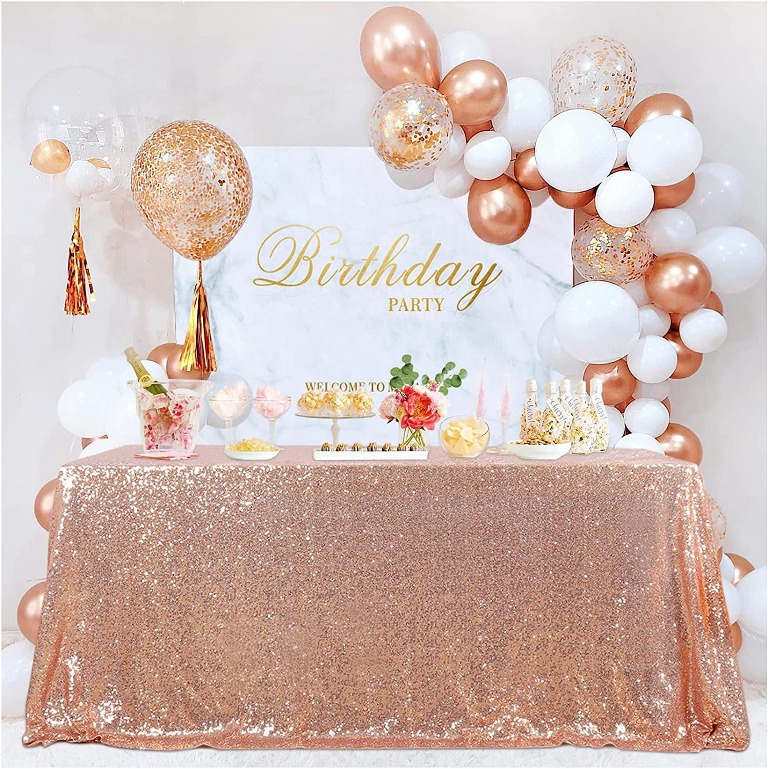 SoarDream 60"x102" Rectangle Rose Gold Sequin Tablecloth Sequin Fabric ...