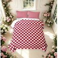 thumbnail image 2 of Manfei Modern Checkered Quilt King,Geometric Plaid King Coverlet Set,Dark Red White,3 Pieces,1 Bedspread and 2 Pillowcases, 2 of 7