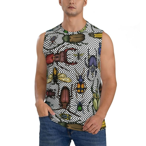 Balery Bright Insects Camisetas sin mangas para hombre, absorbe la humedad y protege contra el mal olor.-Medium
