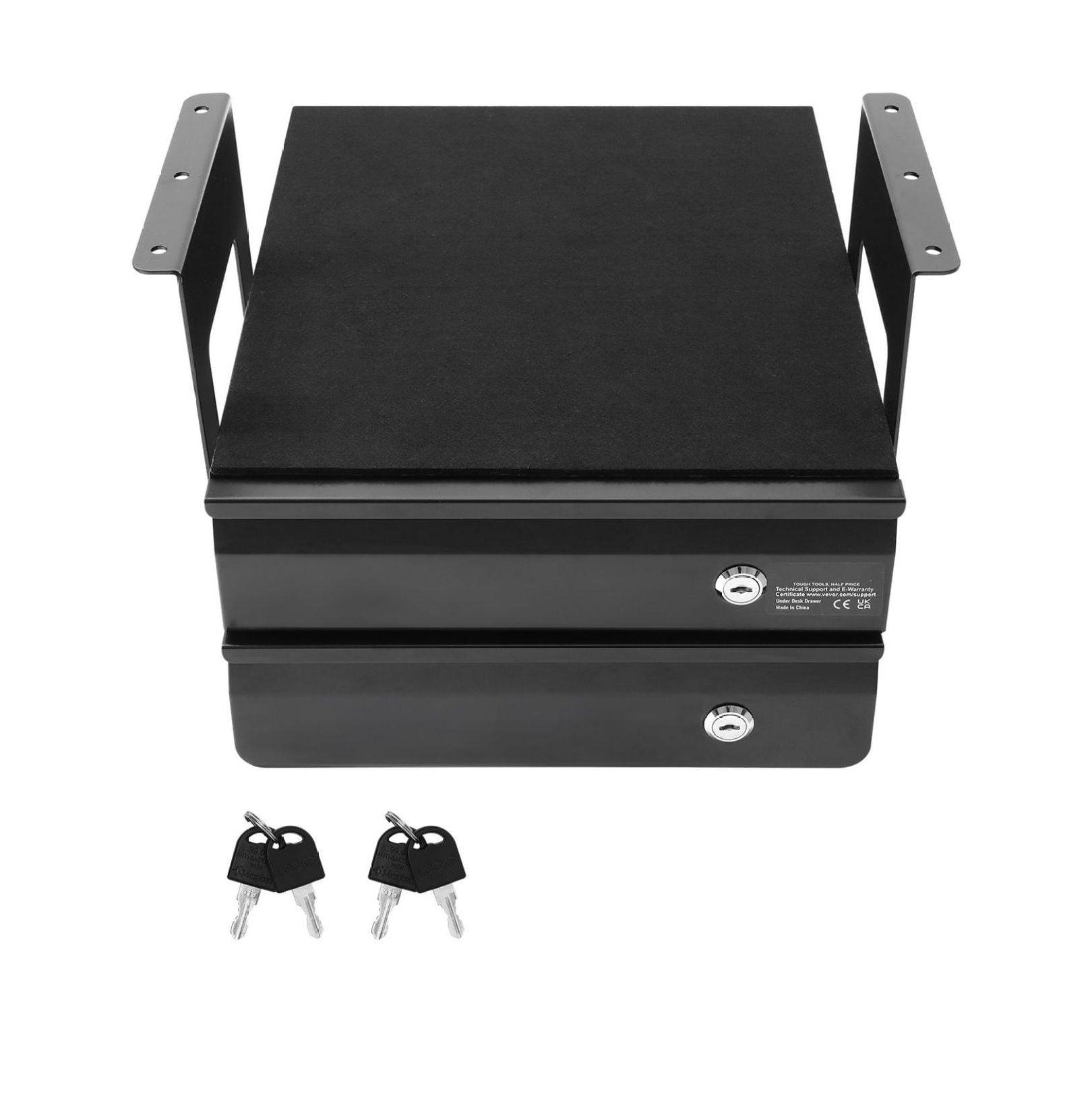 Under Desk Drawer, 13" Wide Slide Out Organizer, Lockable Hidden Storage, Undermount Pull-out Drawer for Desk, 2 Layer Desktop Organizer, Sit Stand Workstation