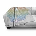 thumbnail image 3 of Rainbow Mandala Soft Flannel Fleece Throw Blanket, Yoga Themed Meditating Woman Outline with Mandala Patterned Background, Cozy Plush for Indoor and Outdoor Use, 70" x 90", Multicolor, by Ambesonne, 3 of 6