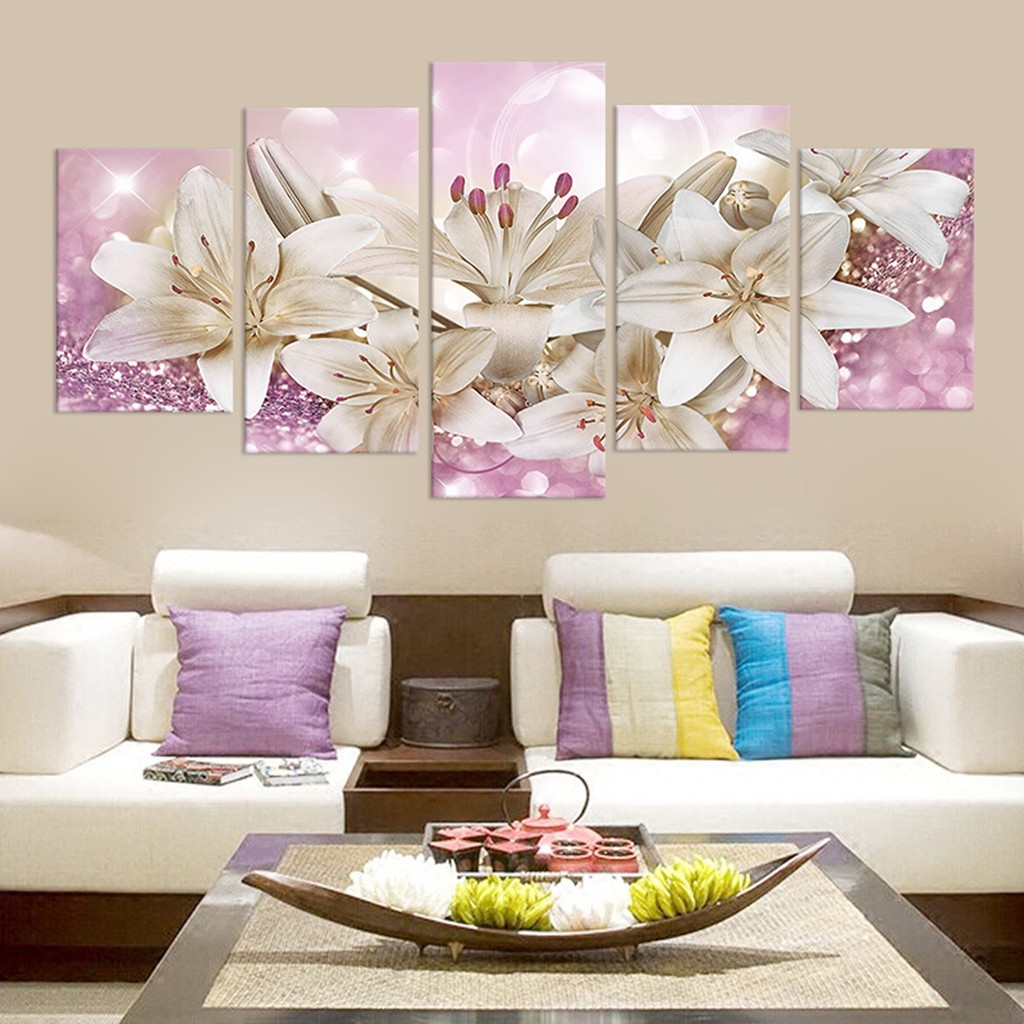 Taicans 5 Pcs Living Bedroom Picture Pictures and Wall Decor,Fashion Wall Art Canvas Painting,Fashion Beautiful Flower Wall Decor,Wall Art Room Decor Fashion Wall Art Canvas Painting C