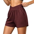 thumbnail image 7 of Mifsaly Womens Athletic Shorts 5 Inch Inseam Crossover V-Waist Workout Shorts with Pockets Soft Stretch Running Gym Exercise Yoga Clothes 2026 Wine,XL, 7 of 7
