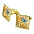 thumbnail image 1 of Be Unique Blue Gold Butterflies Square Cufflink Set - Silver or Gold, 1 of 6