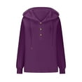 thumbnail image 5 of gakvbuo Long Sleeve Tunic Tops for Women Women'S Solid Color Block Clip Cotton Hooded Button Long Sleeve Hoodie Top, 5 of 9