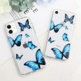 thumbnail image 4 of Girly Case for iPhone 11 Pro Max Case Cute Blue Butterfly Pattern Design Crystal Clear Girls Women Soft TPU Rubber Shockproof Anti-Scratch Protective Case Cover for iPhone 11 Pro Max, 4 of 7