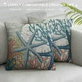 thumbnail image 3 of Qinduosi Coastal Pillow Covers Set of  Blue Beach Theme Ocean Seashell Starfish Coral Summer Nautical Sea Print Decorative Throw Pillow Cases Outdoor Farmhouse Decoration for Sofa Couch Bed White, 3 of 5