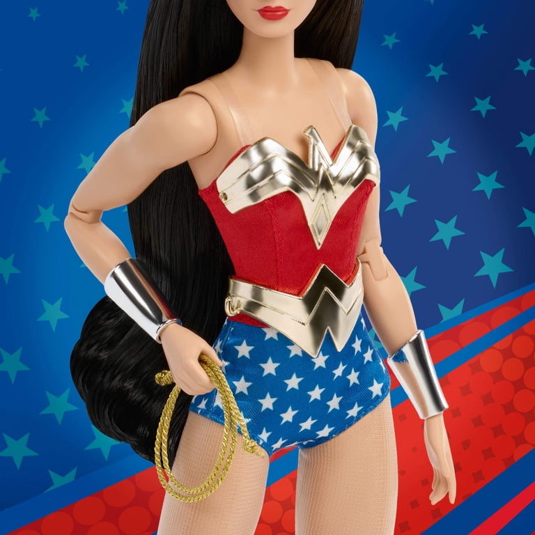 Barbie Wonder Woman Collectible Doll in Red and Blue Tank Suit