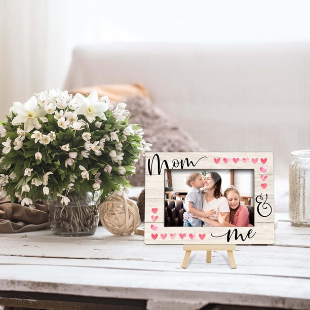 Marco de fotos para mamá para colocar sobre el escritorio – Marco de fotos de madera para mamá y yo, regalos para mamás primerizas, regalos de cumpleaños para el Día de la Madre.