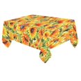 thumbnail image 2 of MYPOP Vintage Sunflower Floral Cotton Linen Tablecloth 60x84 Inches, Watercolor Table Cloth Cover for Holiday Party Decoration, 2 of 6