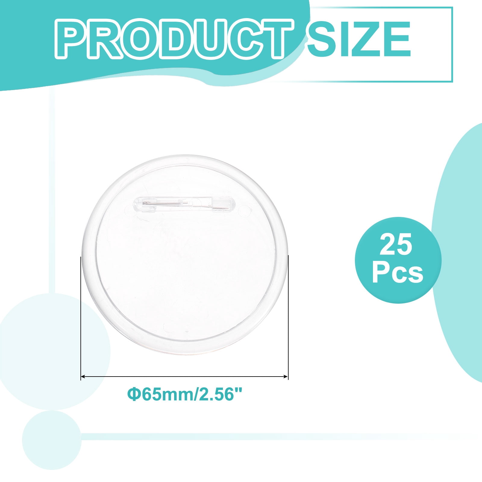 Uxcell 25Pcs Acrylic Sewing Buttons Pin Clear 2.56" Button Maker Badges for DIY Crafts