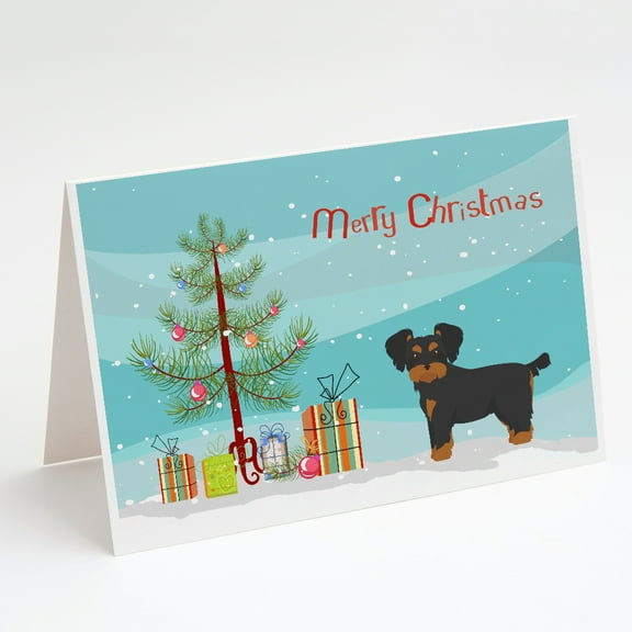 Morkie Christmas Tree Greeting Cards and Envelopes Pack of 8