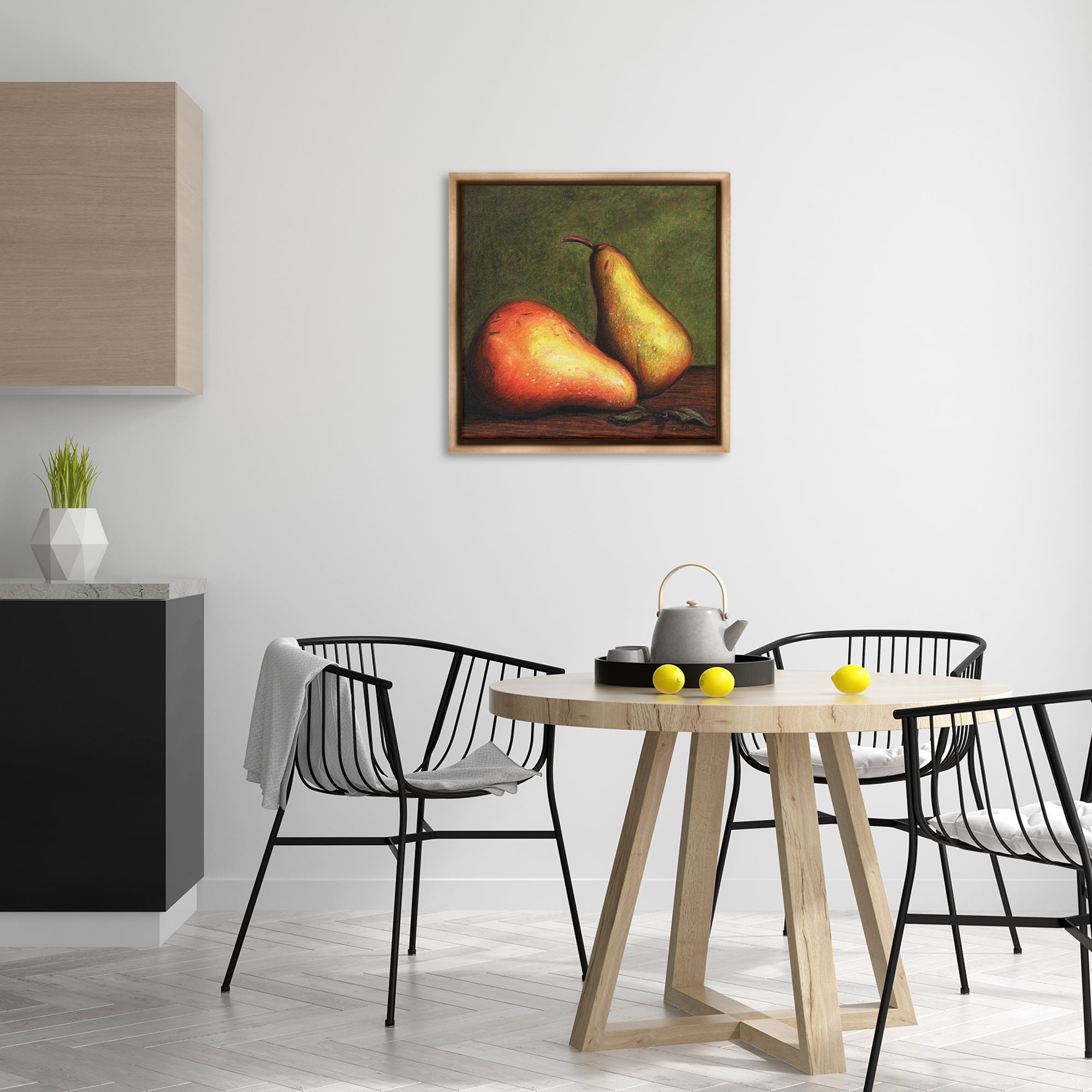 Stupell Industries Pears Still Life Food & Beverage Painting Brown Floater Framed Canvas Art Print Wall Art, 25 x 25