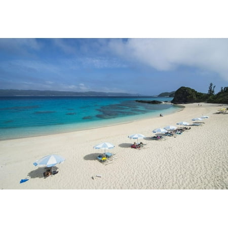 Sun shades on Furuzamami Beach, Zamami Island, Kerama Islands, Okinawa, Japan, Asia Print Wall Art By Michael