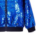 thumbnail image 4 of OGLCCG Girls Sequin Jacket Sparkly Glitter Bomber Jacket Kids Fashion Zipper Bright Colors Coat Long Sleeve Jackets,Size 2,Blue, 4 of 5
