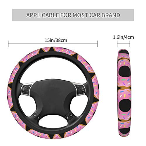 Cl4zyott Pink Doughnut Steering Wheel Cover Breathable Anti-Slip Protector Car Accessory 
