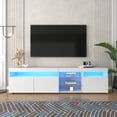 thumbnail image 1 of Modern White TV Cabinet 70.8 Inch with USB LED Lighting, High Gloss Front Media Console with 3 Doors, Matte Finish TV Stand with Storage for Living Room and Dining Room, 1 of 13