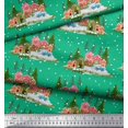 thumbnail image 3 of Soimoi Poly Georgette Fabric House,Snowfall & Tree Nature Fabric Prints by Yard 52 Inch Wide, 3 of 3