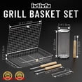 thumbnail image 4 of Grill Basket, Removable Wooden Handle, 304 Stainless Steel, BBQ Rolling Tools, Smoker Grilling Accessories for Vegetable Fish, Outdoor Cooking Camping, Birthday Gifts for Men Dad Husband, 4 of 7