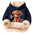 thumbnail image 3 of MAIHAN-Highland Cow Christmas Sweatshirts-Cozy Fleece Hooded Pullover with Cow Print Design,Soft Warm Winter Kids Top,Cute Highland Cow Hoodie & Sweater for Holiday Season(A-Blue,11-12Years), 3 of 6