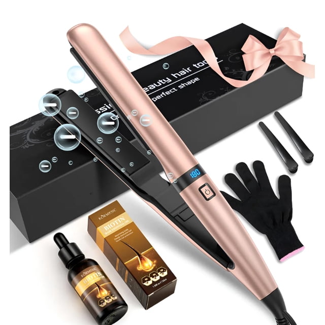 Plancha De Cabello Profesional De Cerámica 2 En 1 Para Pelo Modelo Rosa