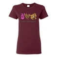 thumbnail image 1 of Peace Love Baseball Sports Womens Graphic T-Shirt, Maroon, X-Large, 1 of 5