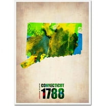Trademark Fine Art "Connecticut Watercolor Map" Canvas Art by Naxart