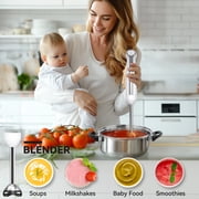 LINKChef Immersion Blender, 1000W 20-Speed 5-in-1 Immersion Hand Blender with Turbo Mode, Scratch-Resistant Stick Blender for Baby Food Processor & Chopper(White)