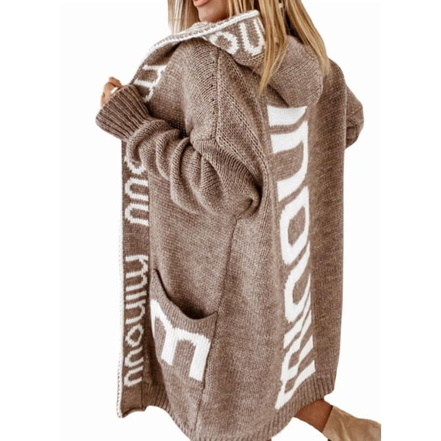Cárdigan de mujer, cárdigan largo, sudadera con capucha, holgado, cálido, otoño, chaqueta de invierno, abrigo con capucha
