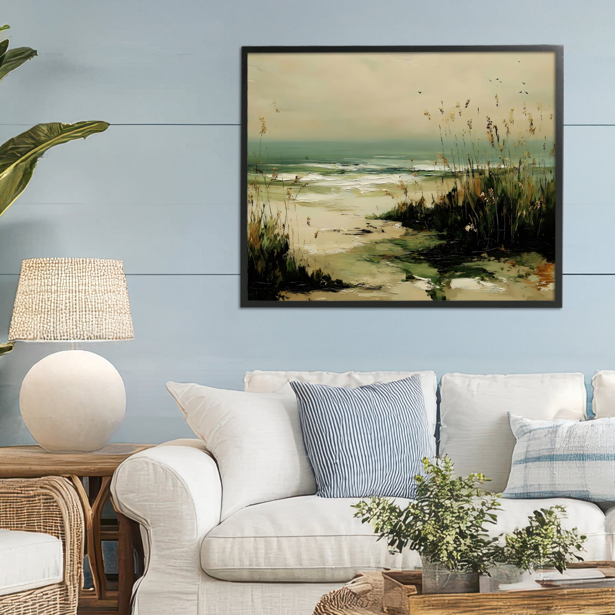 Stupell Industries Sea Oats on the Beach Black Framed Giclee Art, design by Franklyn Gregory