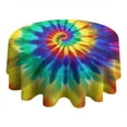 thumbnail image 4 of Colorful Rainbow Tie Dye Spiral Pattern Round Tablecloth 60"x60",Wrinkle Wipeable Table Cloth for Kitchen Dining Room Picnic Patio Party, 4 of 6