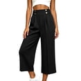 thumbnail image 2 of Bloomae Capri Pants for Women Wide Leg High Waisted Pleated Dress Pants Business Casual Capris Work Office Cropped Slacks Trousers with Pockets, 2 of 8