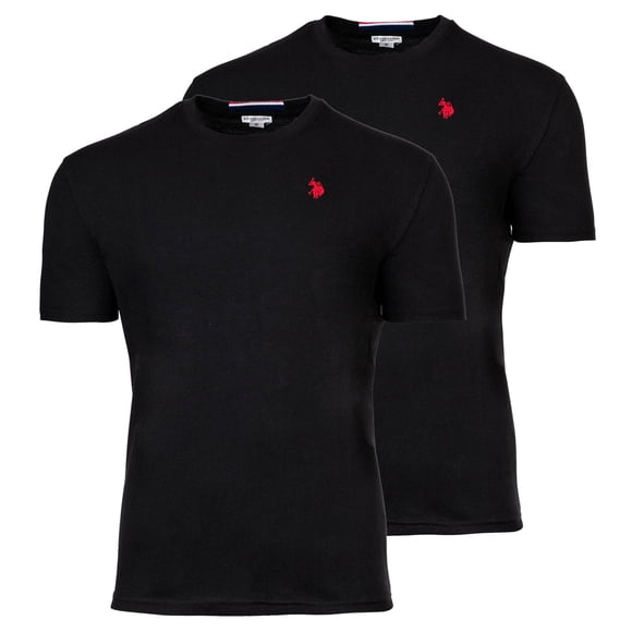 U.S. POLO ASSN. Camiseta de hombre paquete de 2 - cuello redondo, logo bordado, algodón Negro L (Large)