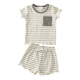 thumbnail image 1 of adviicd Boys Vacation Outfits Summer Boy Clothes Set Ribbed Outfits Infant Solid Short Sleeve Tops Shorts 2PCS Grey,100, 1 of 5